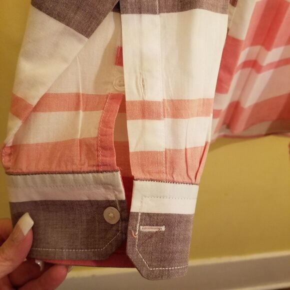 Guess Slim Fit Striped Button Up Dress Shirt Work Career Size XL - Picture 6 of 9